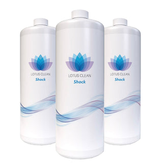3er Set Lotus Clean Shock – drei Flaschen Hochleistungsoxidationsmittel gegen Keime, Bakterien, Legionellen und Biofilm; stark wie Chlor, aber wirksamer und ideal zur Vorratshal­tung