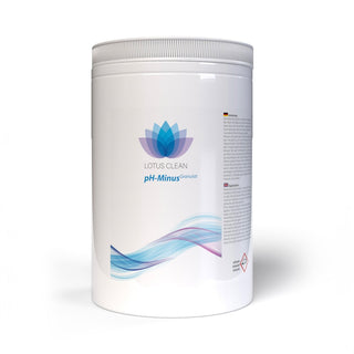Packung Lotus Clean pH-Minus Granulat – senkt den pH-Wert, beugt Wassertrübungen und Ablagerungen bei intensivem Einsatz oder Grundreinigung vor