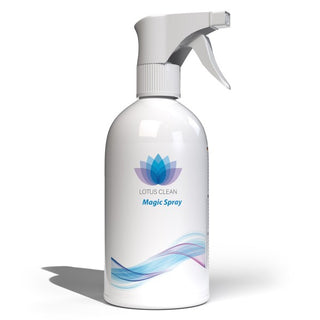 Flasche Lotus Clean Magic Spray – mildes Reinigungsmittel zur Pflege von Acrylflächen, Kissen und Isolierabdeckung; entfernt Schmutz und neutralisiert unangenehme Gerüche