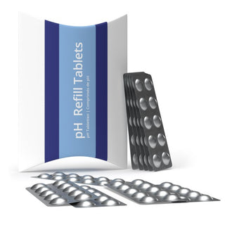 Packung mit 100 Lotus Clean pH Refill Tabletten für den Lotus Clean Pooltester – ermöglicht einfache und genaue Messung des pH-Werts für klares und gesundes Whirlpoolwasser